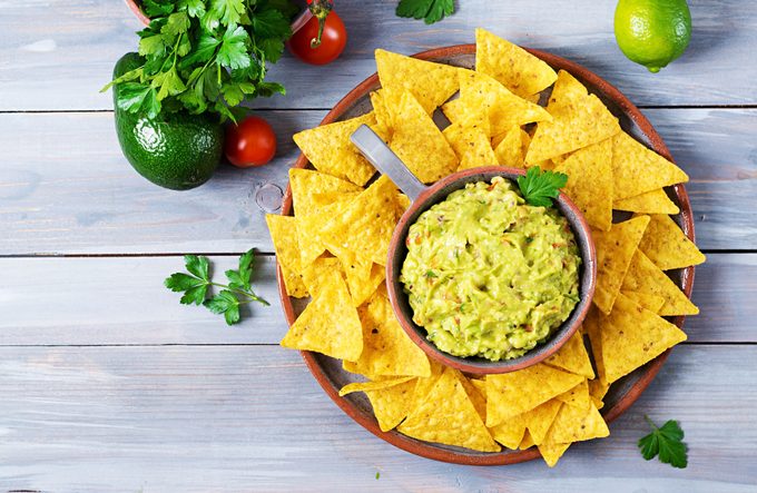 Guacamole avocado, lime, tomato, onion and cilantro, served with nachos