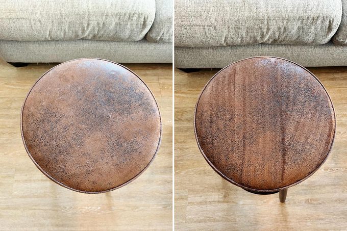 before and after cleaning a bar stool