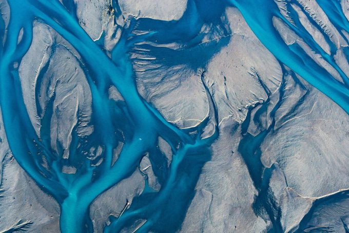 Amazing braided rivers in New Zealand from a plane