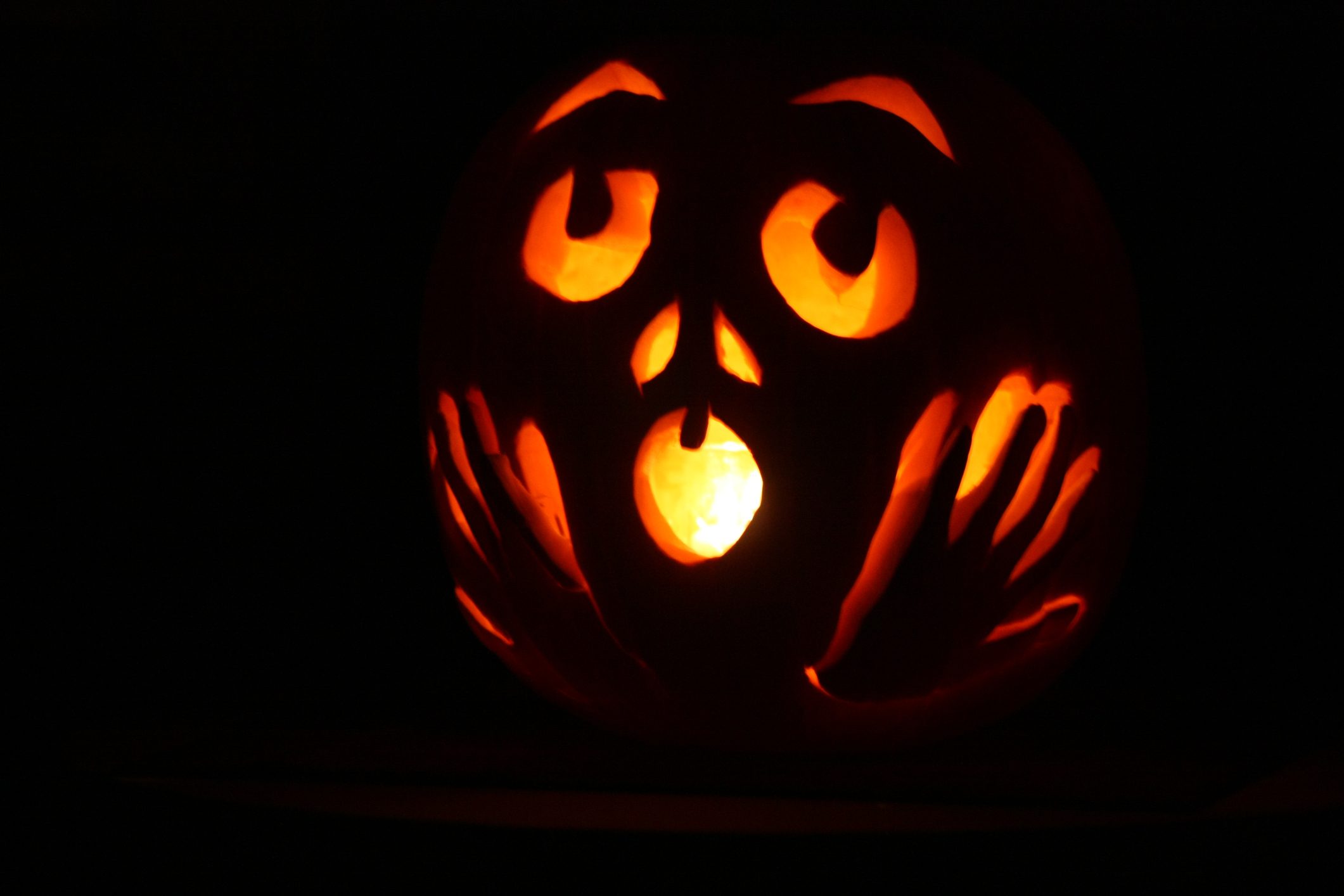 Halloween pumpkin with surprised face