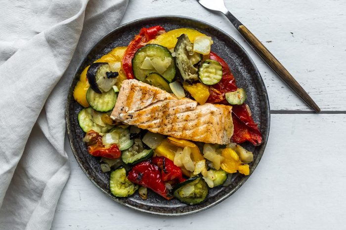 roasted salmon with vegetables