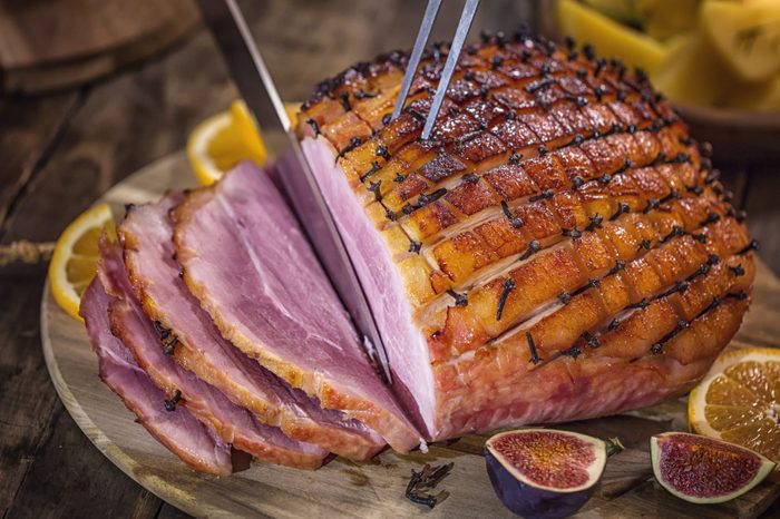 Carving Glazed Holiday Ham with Cloves