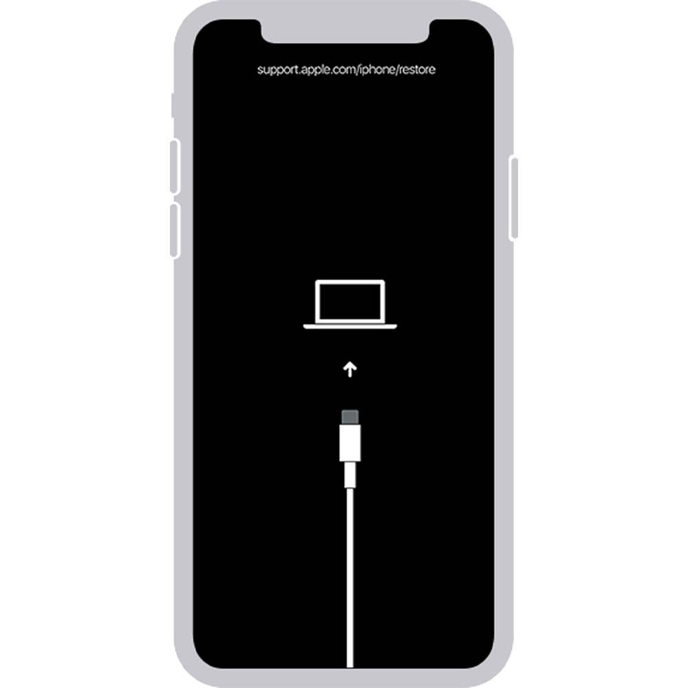 Recovery mode screen on an iPhone