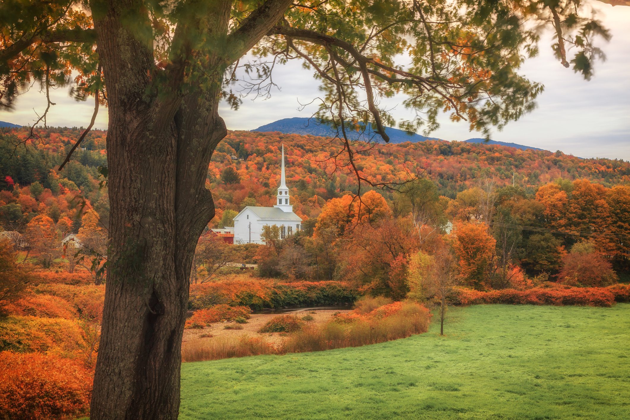 autumn landscape in stowe vermont