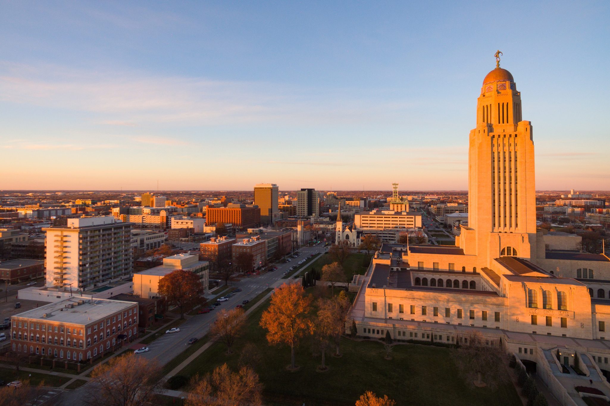 Fall Color Orange Tree Leaves Nebraska State Capital Lincoln