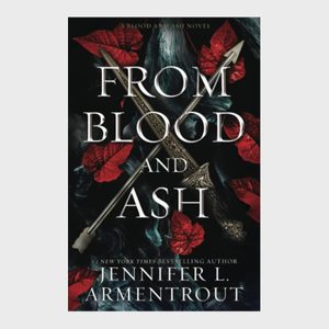 Crossed arrows pierce red leaves; text reads 