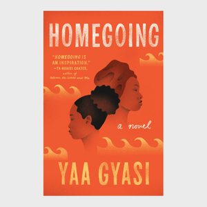 Two illustrated female profiles, set against orange waves; text reads 