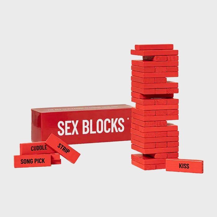 Red blocks stack vertically, with text like 