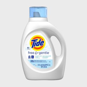 Laundry detergent bottle labeled 