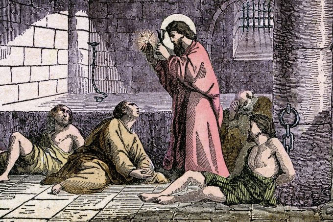 colored engraving of saint valentine, italy, 1886