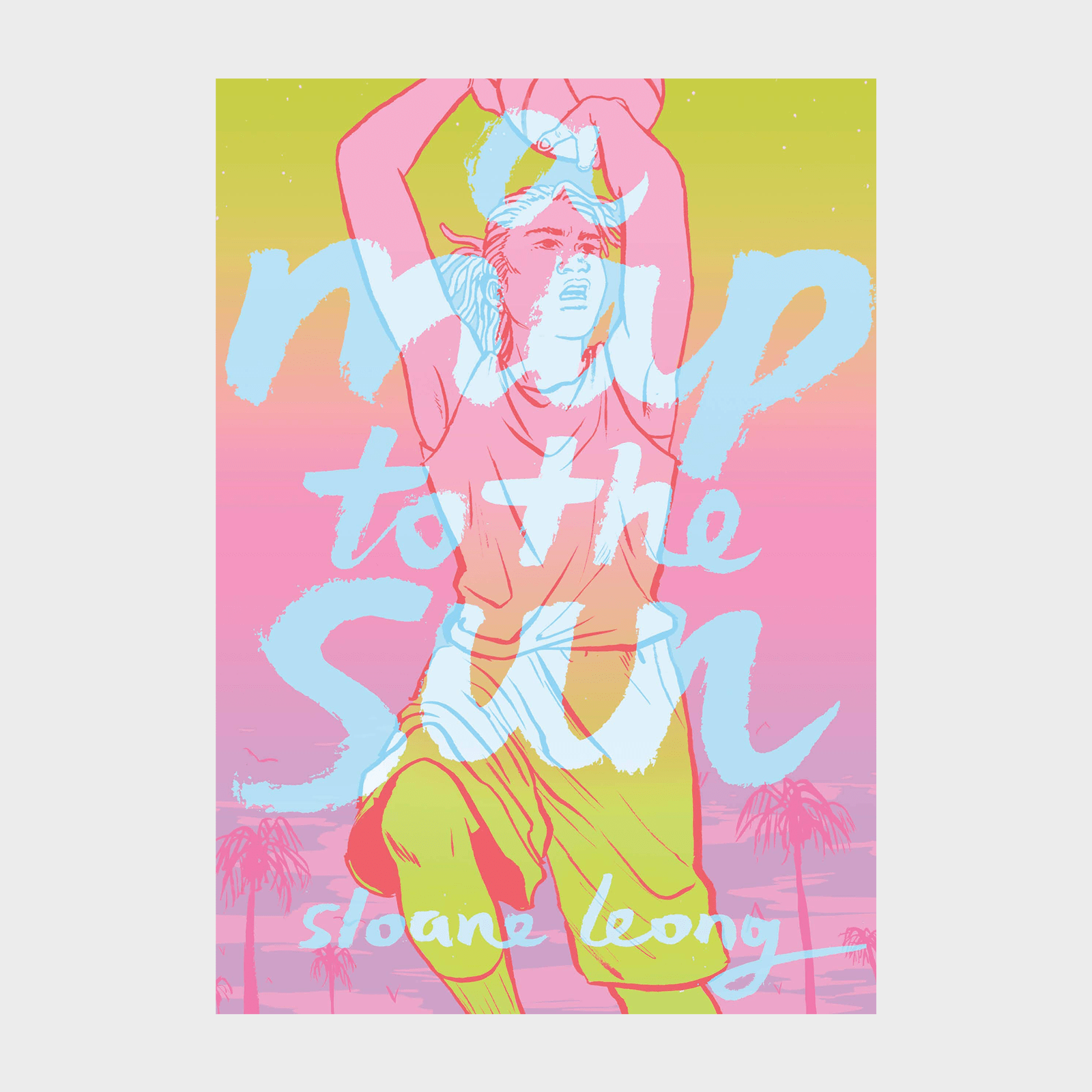 Person holds basketball overhead, standing against a vibrant sunset gradient. Text reads, "A Map to the Sun - Sloane Leong."