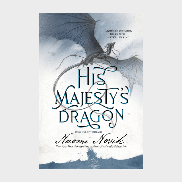 A dragon hovers gracefully above elegant text reading 