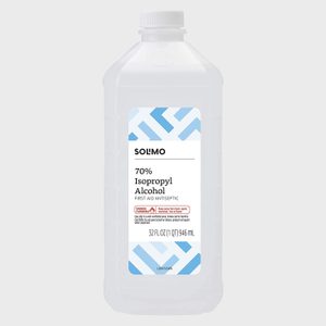 Clear bottle labeled 