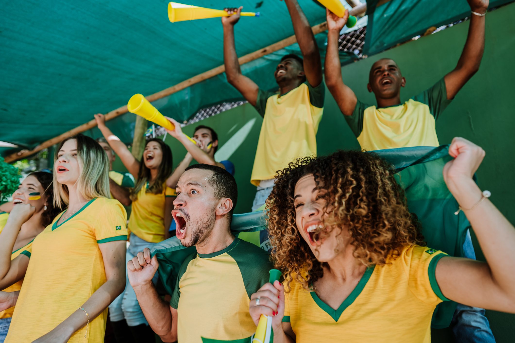 Happy fans at the stadium