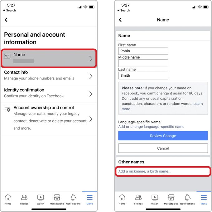 How To Add Name On Facebook Mobile