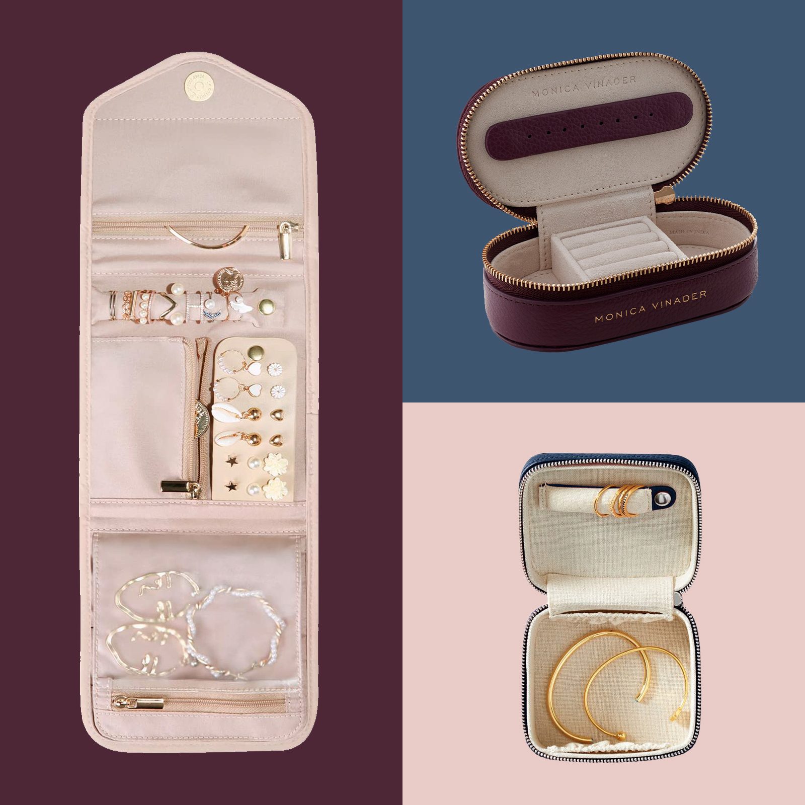 Portable Travel Jewelry Cases and Organizers For Necklaces, Earrings & More