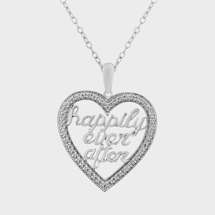 Heart-shaped pendant displaying the phrase 