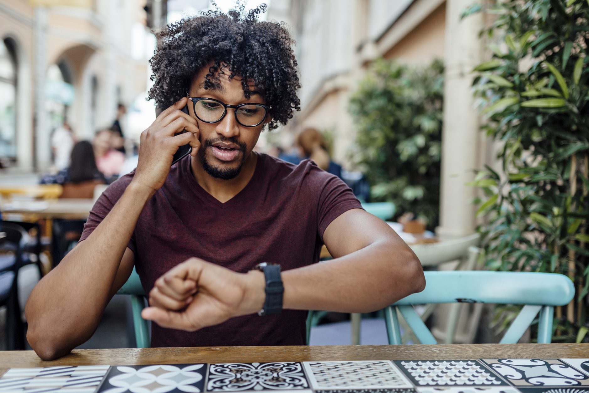 Young African American enjoying his free time outdoors