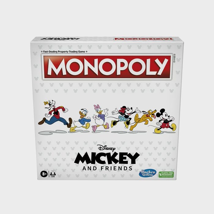 Box features Disney characters running; includes Mickey, Minnie, Donald, Daisy, Goofy, and Pluto. Text: 