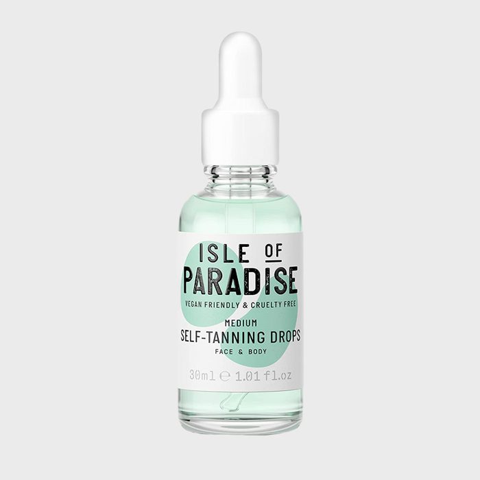 Dropper bottle contains light green liquid with text 