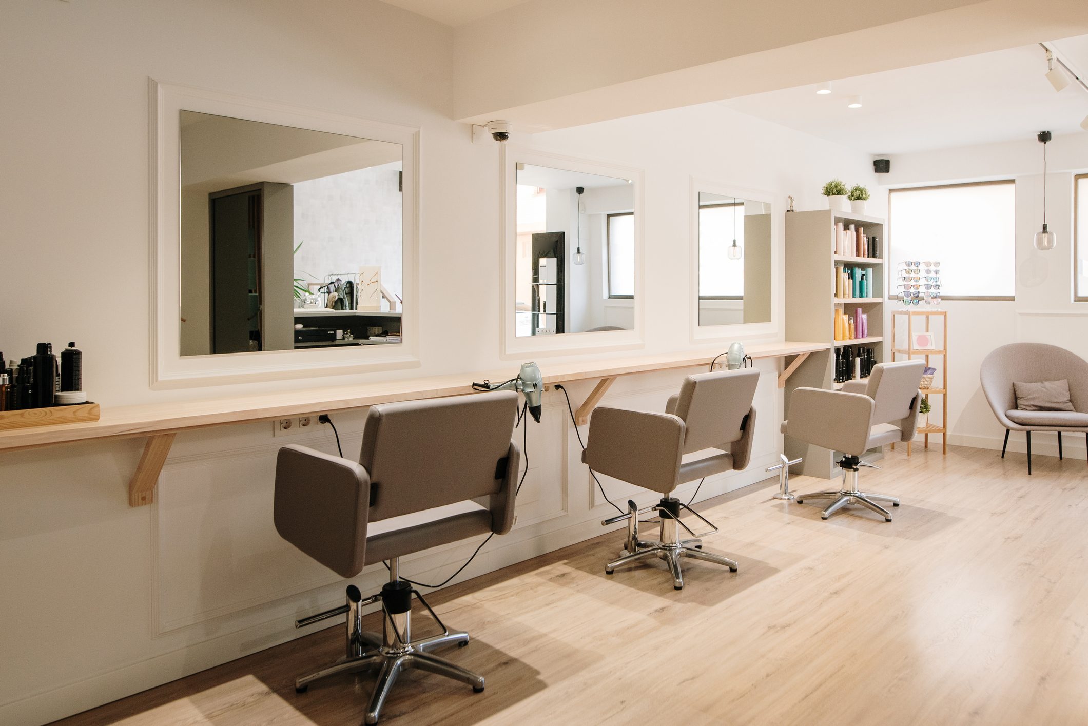 Modern hair salon with no people