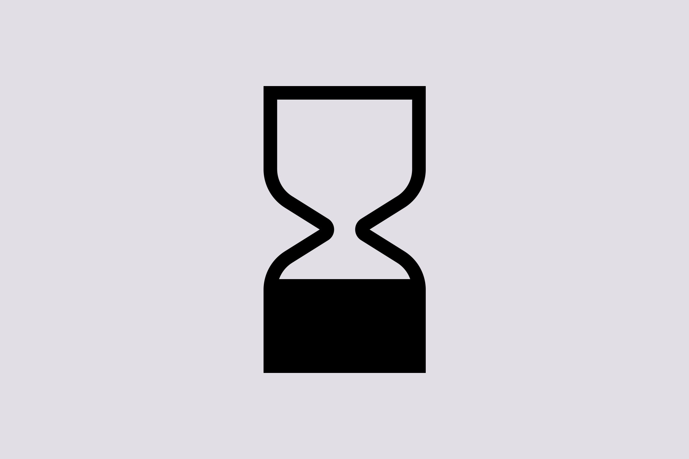 Hourglass silhouette standing upright against a solid gray background.