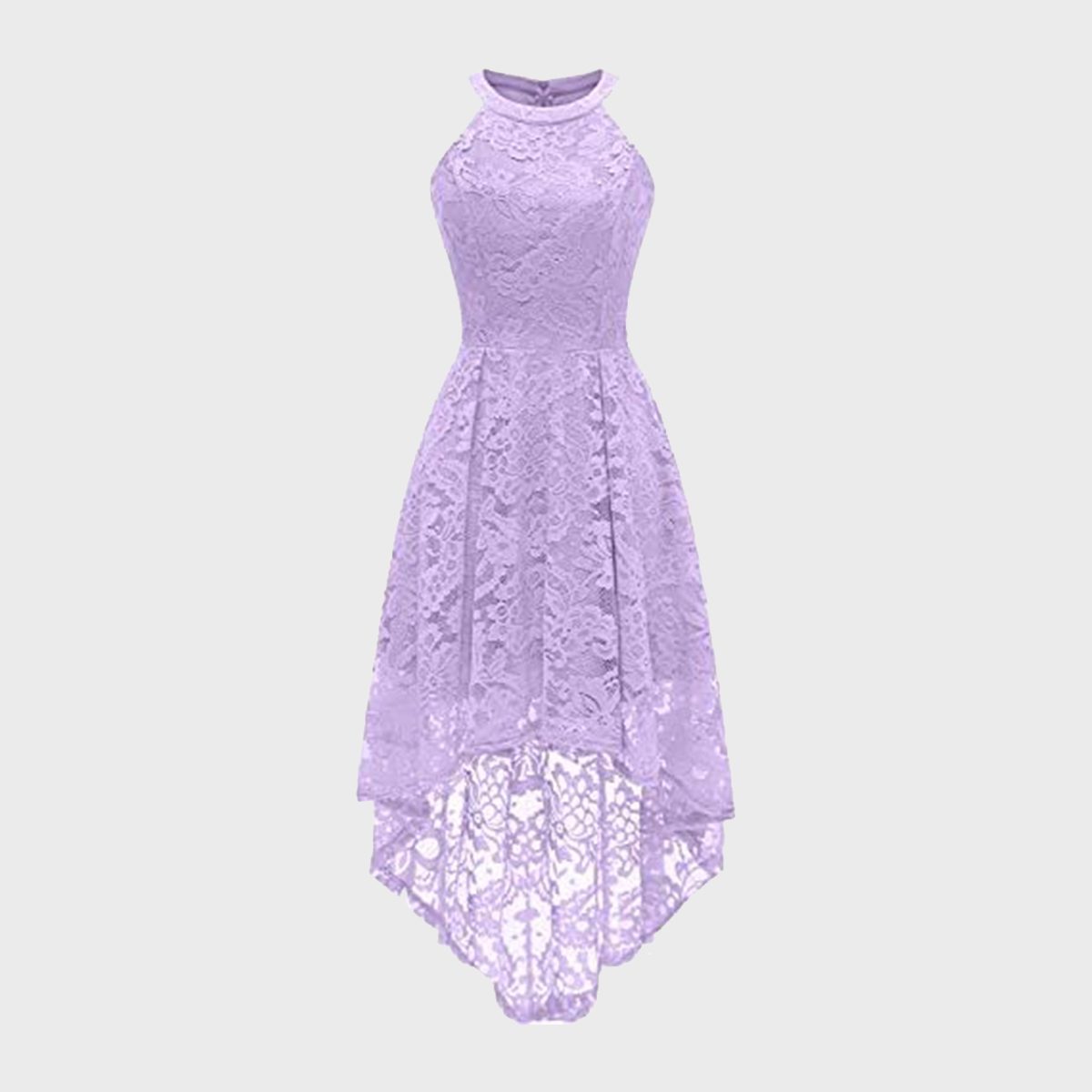 Sleeveless Halter Floral Lace Dress