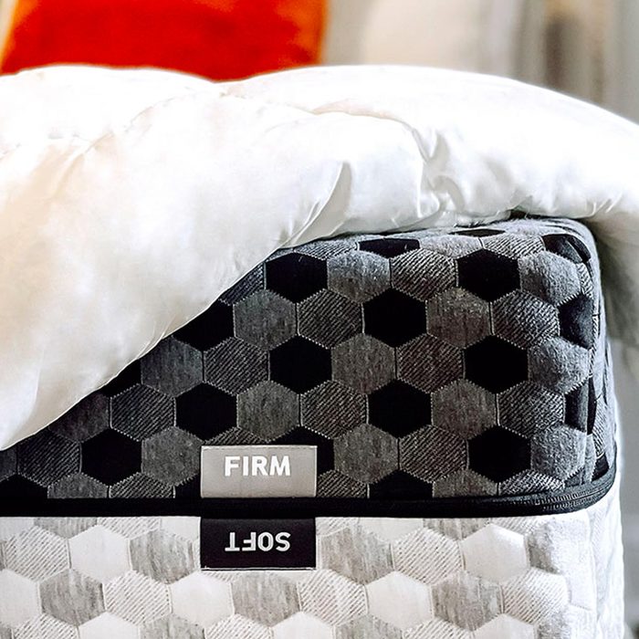 Mattress shows firmness options with 