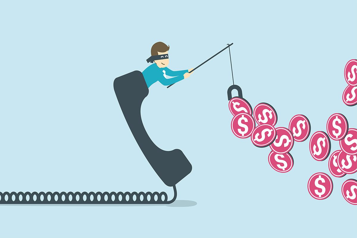 Burglar Phone Scam Illustration Concept