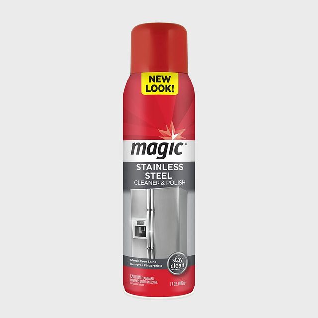 A red spray can labeled 