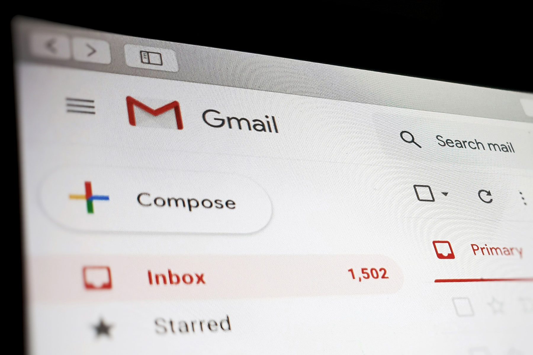 view of a Google Gmail interface on a laptop