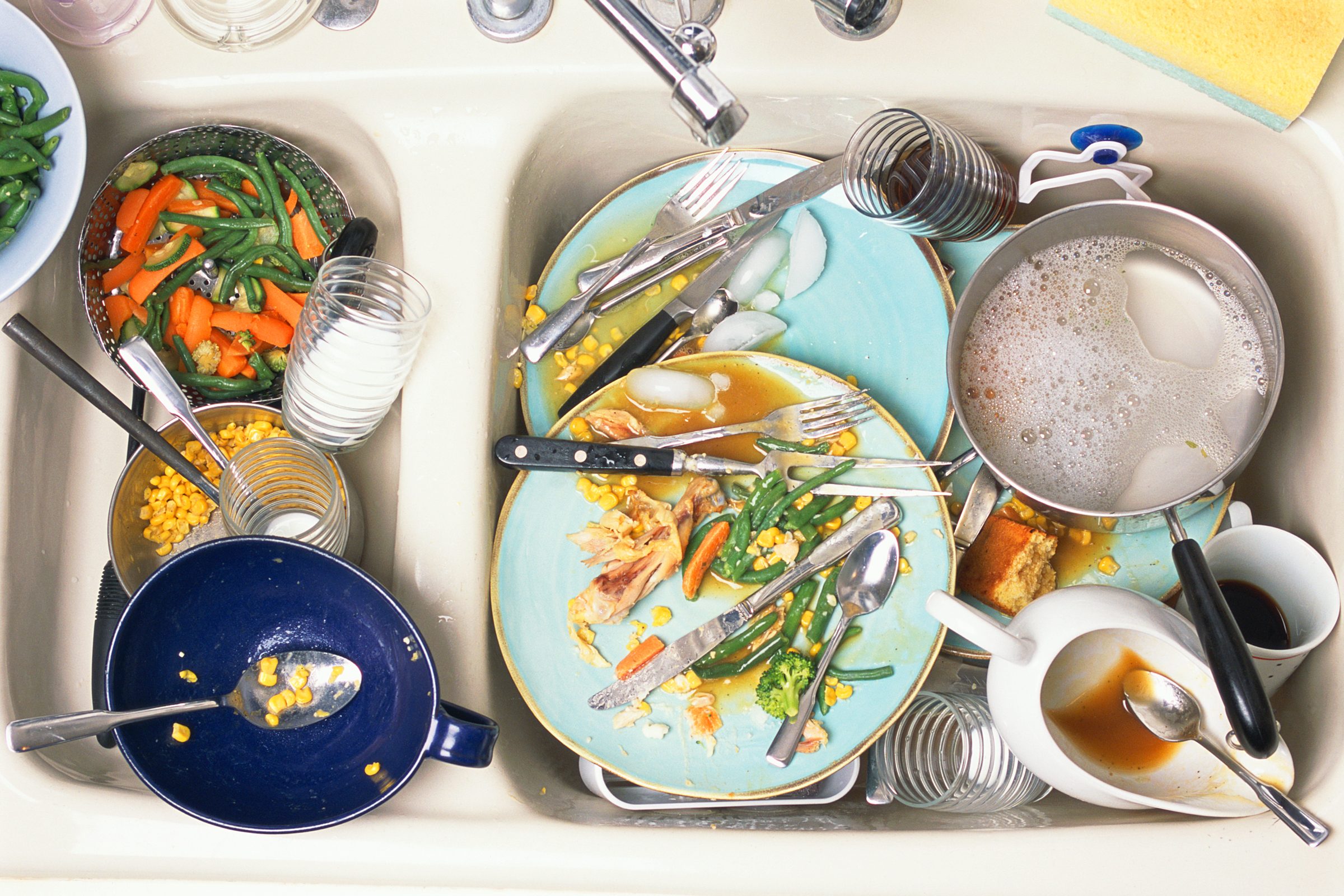 dirty dishes in the sink