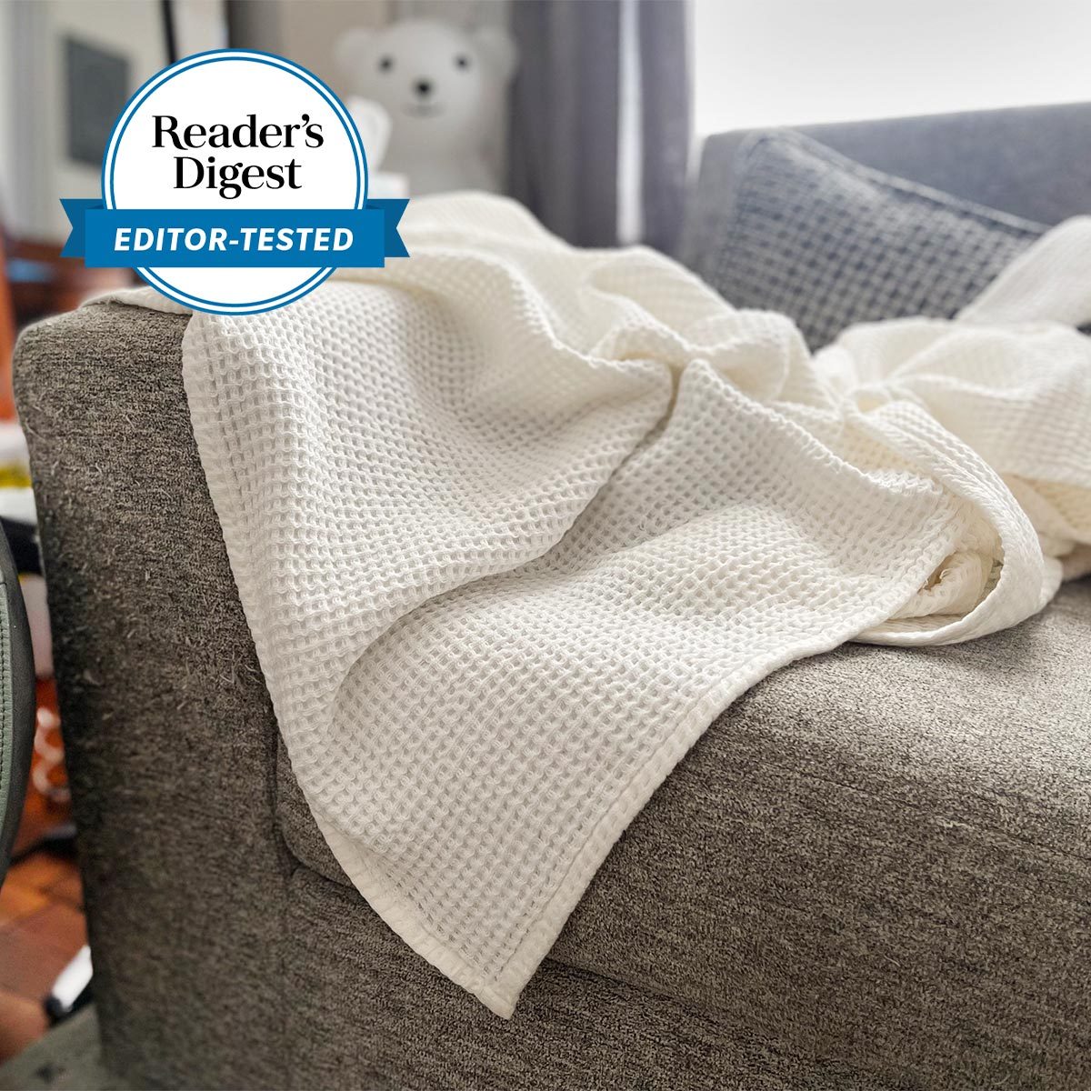 Crane and Canopy Waffle Weave Blanket