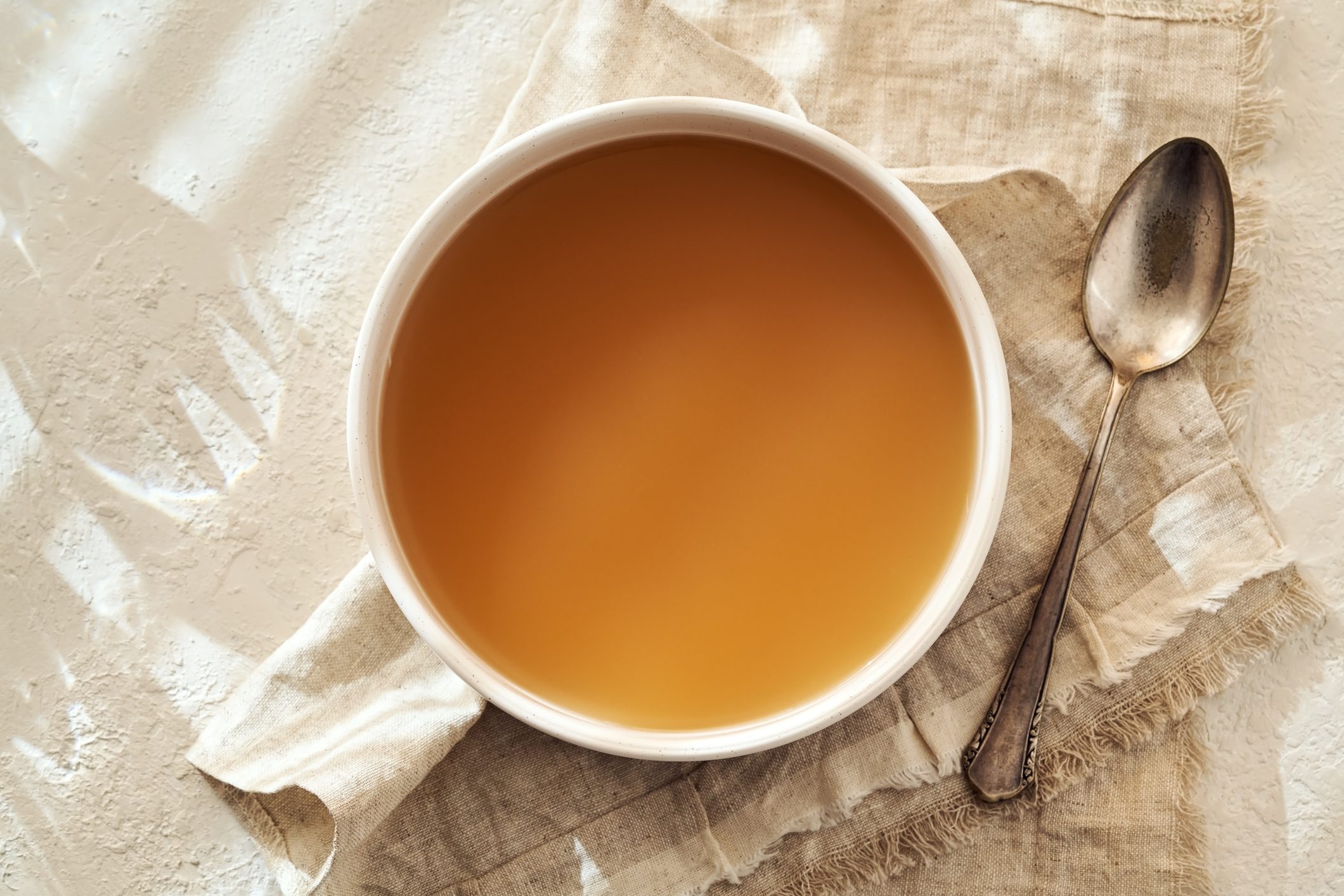 A bowl of beef stock