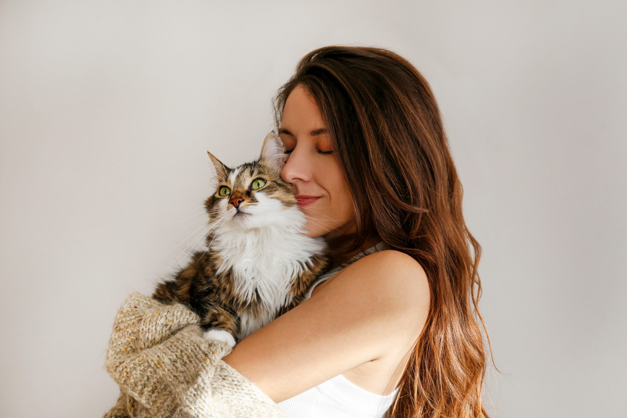 Young woman and her cat