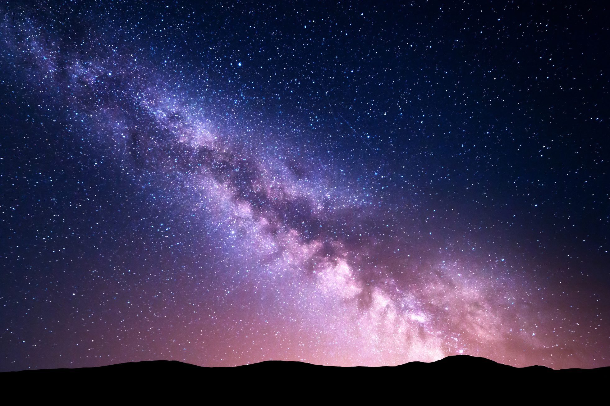 Night landscape with Milky Way. Starry sky, Universe