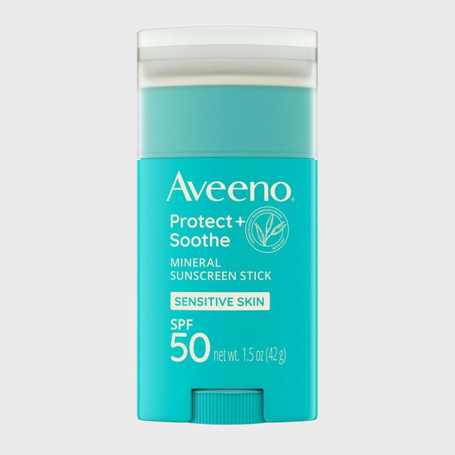 Turquoise sunscreen stick displays 