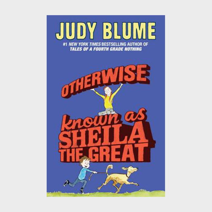 Book cover features two children and a dog running in grass, with bold text "Otherwise Known as Sheila the Great" on a blue background.