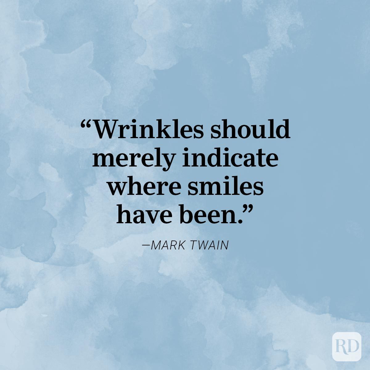 Quote about aging by Mark Twain on watercolor background