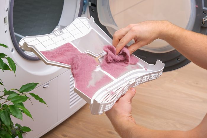 Red lint on the dryer filter