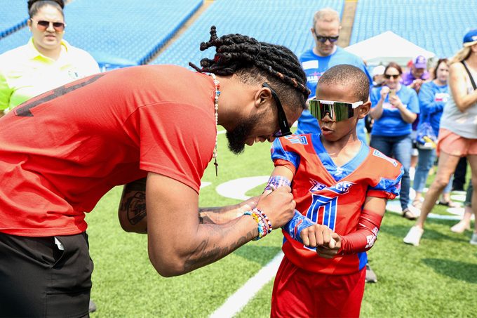Damar Hamlin attends a CPR training event organized by his Chasing M’s Foundation.