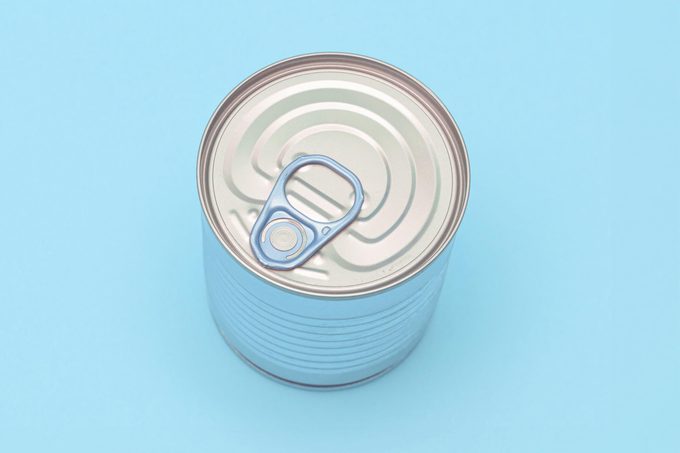 soup can on a blue background