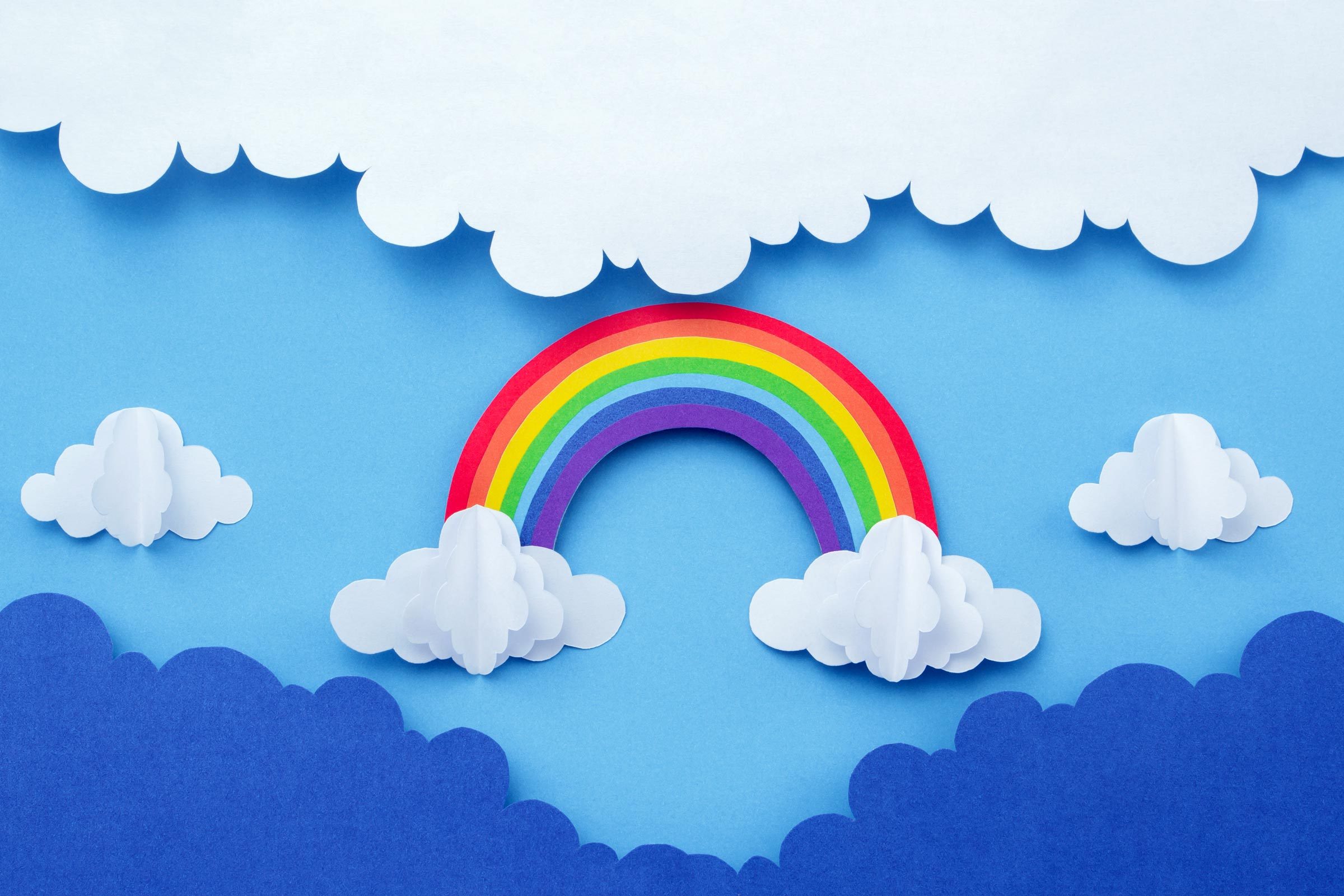 paper rainbow and clouds