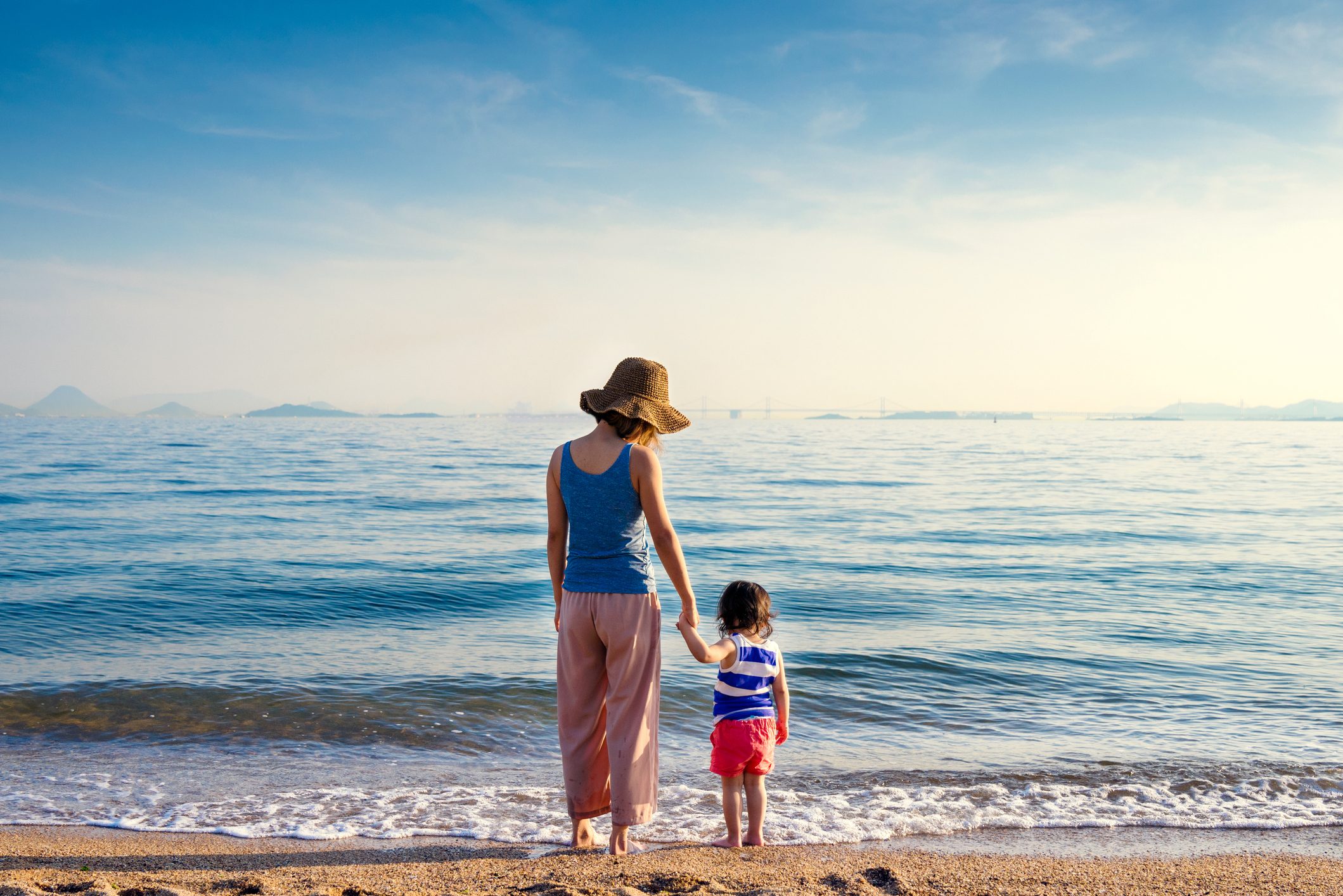 Mother and daughter at the beach