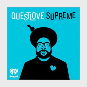 Illustration of a man wearing glasses and an afro, positioned centrally. Blue background with text: 