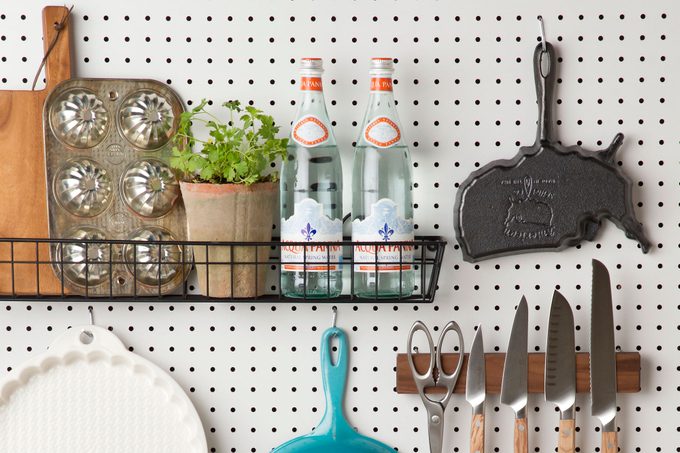 Peg Board Kitchen Organization