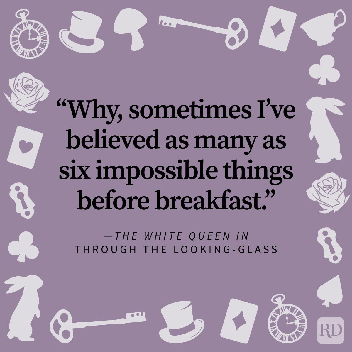 Trippy Alice In Wonderland Quote on a blue background