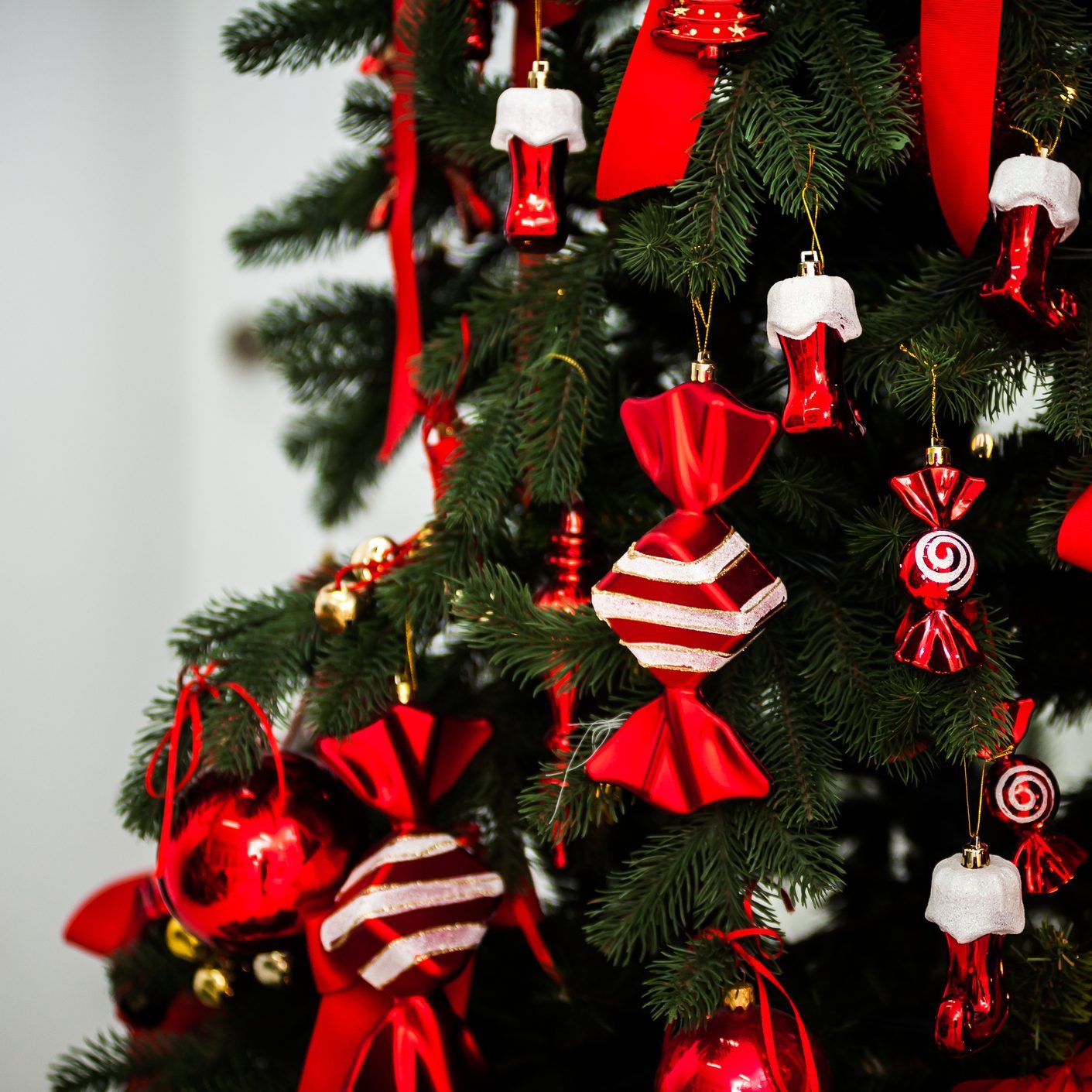 Festive Christmas home interior in bright colors.