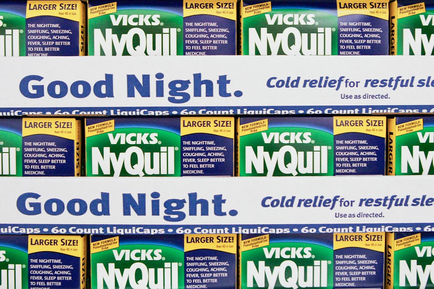 Vicks Nyquil Seen Packaged in Large Quantities in a Wholesale Big Box Store