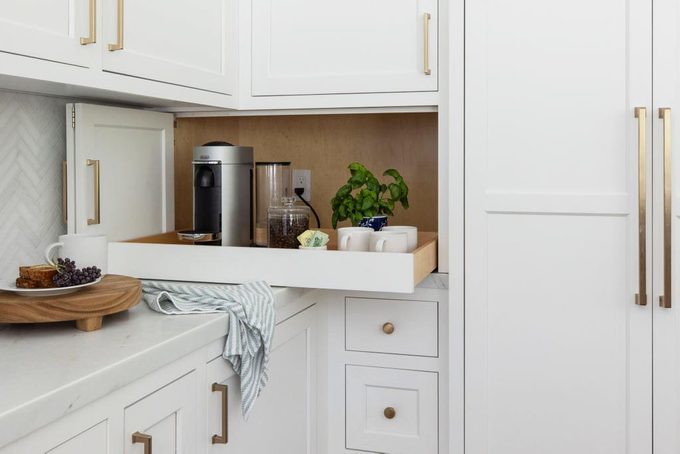 appliance garage in modern white kitchen